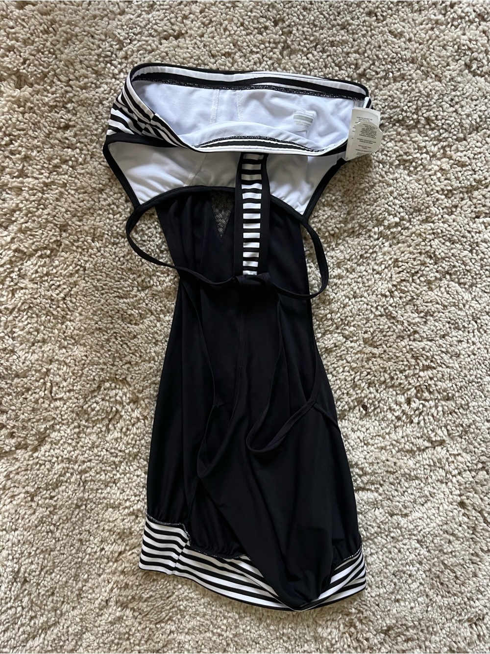 Nike Swim Black & White Striped Layered Tankini Top - Size Medium